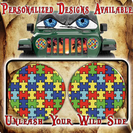 Autism awareness for a round headlight decal. 34