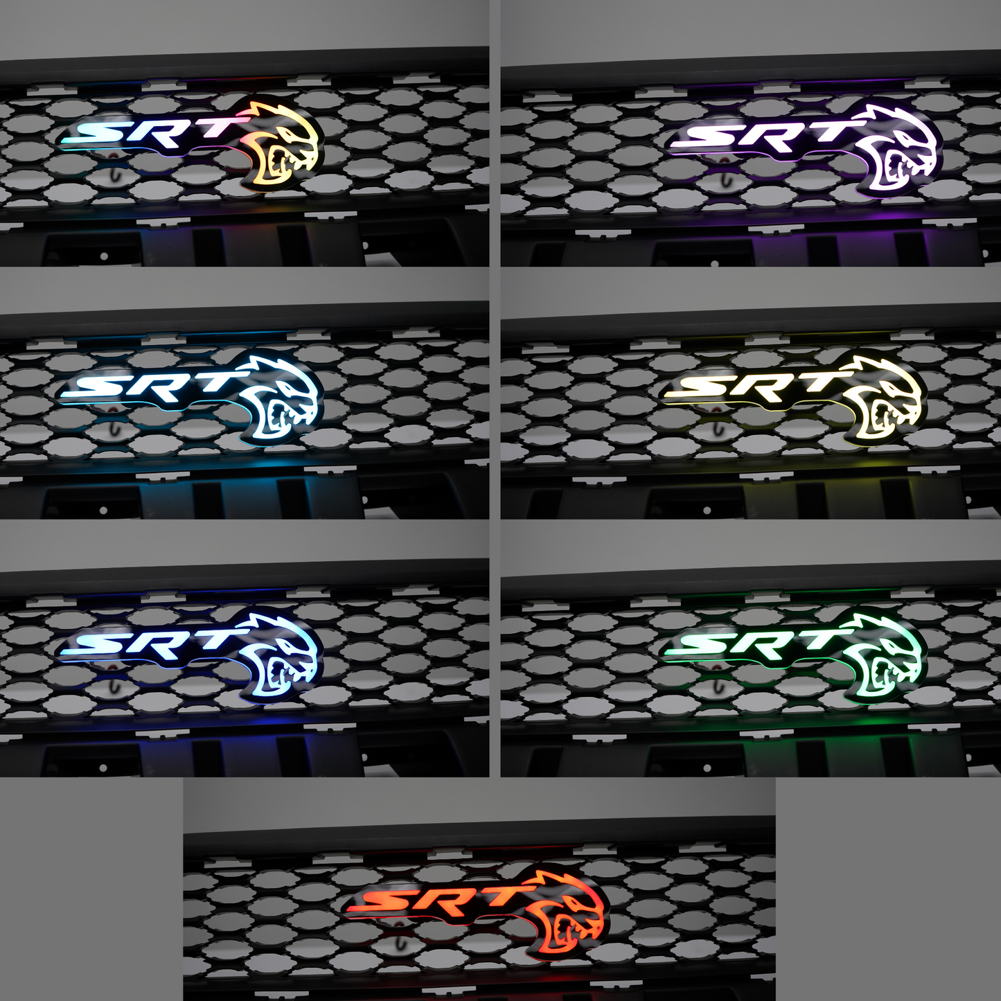 SRT Hellcat LED Emblem Badge: (Multicolor)