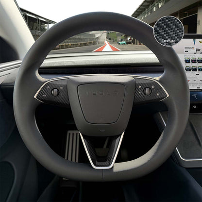 3M Carbon Fiber Tesla Steering Wheel Trim Decal Kit | 3-piece Set | M3 Feb 2024-'25 Refresh