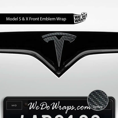 3M Carbon Fiber Tesla Emblem Decals (Front + Back) | Model S