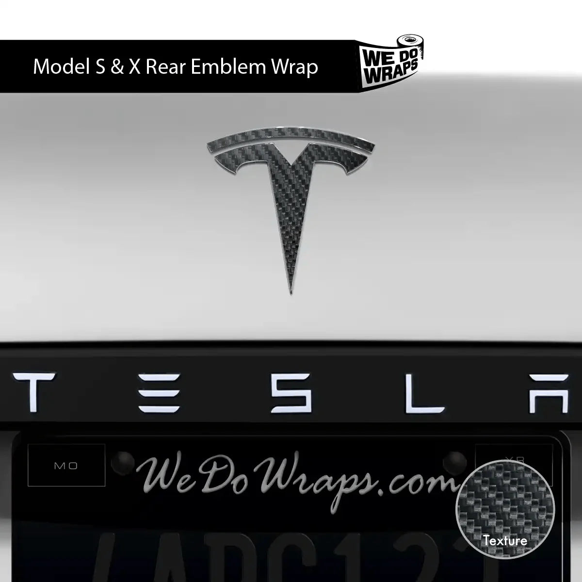 3M Carbon Fiber Tesla Emblem Decals (Front + Back) | Model X