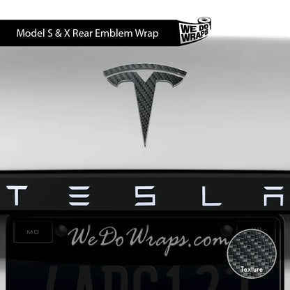 3M Carbon Fiber Tesla Emblem Decals (Front + Back) | Model X