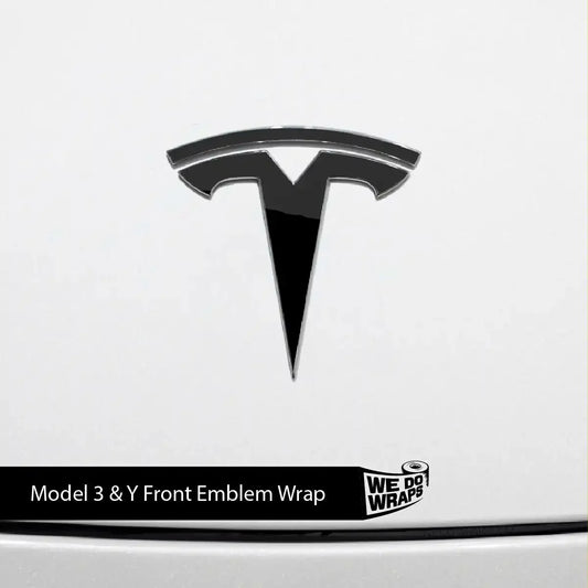 3M Gloss Black Tesla Emblem Decals (Front + Back) | Model 3