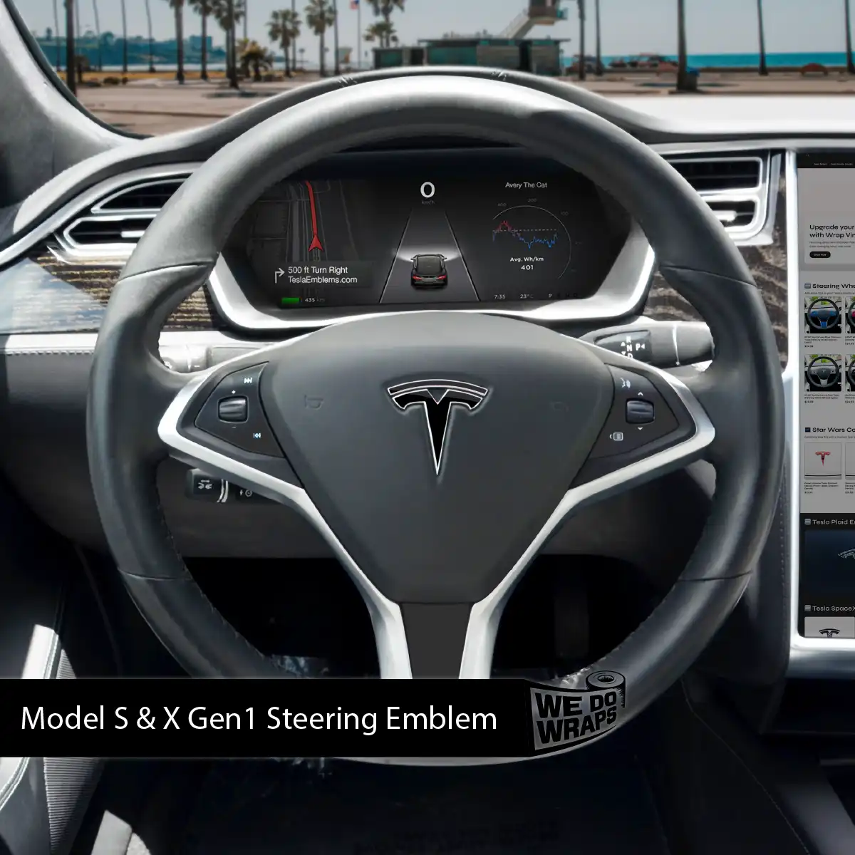 3M Gloss Black Tesla Steering Wheel Decals (4pcs) | MX 2015-'20