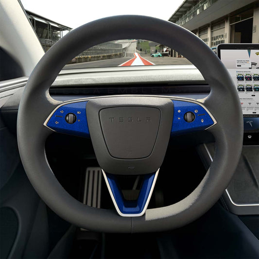 3M Deep Blue Metallic Tesla Steering Wheel Trim Decal Kit (3pcs) | M3 2024+ Refresh