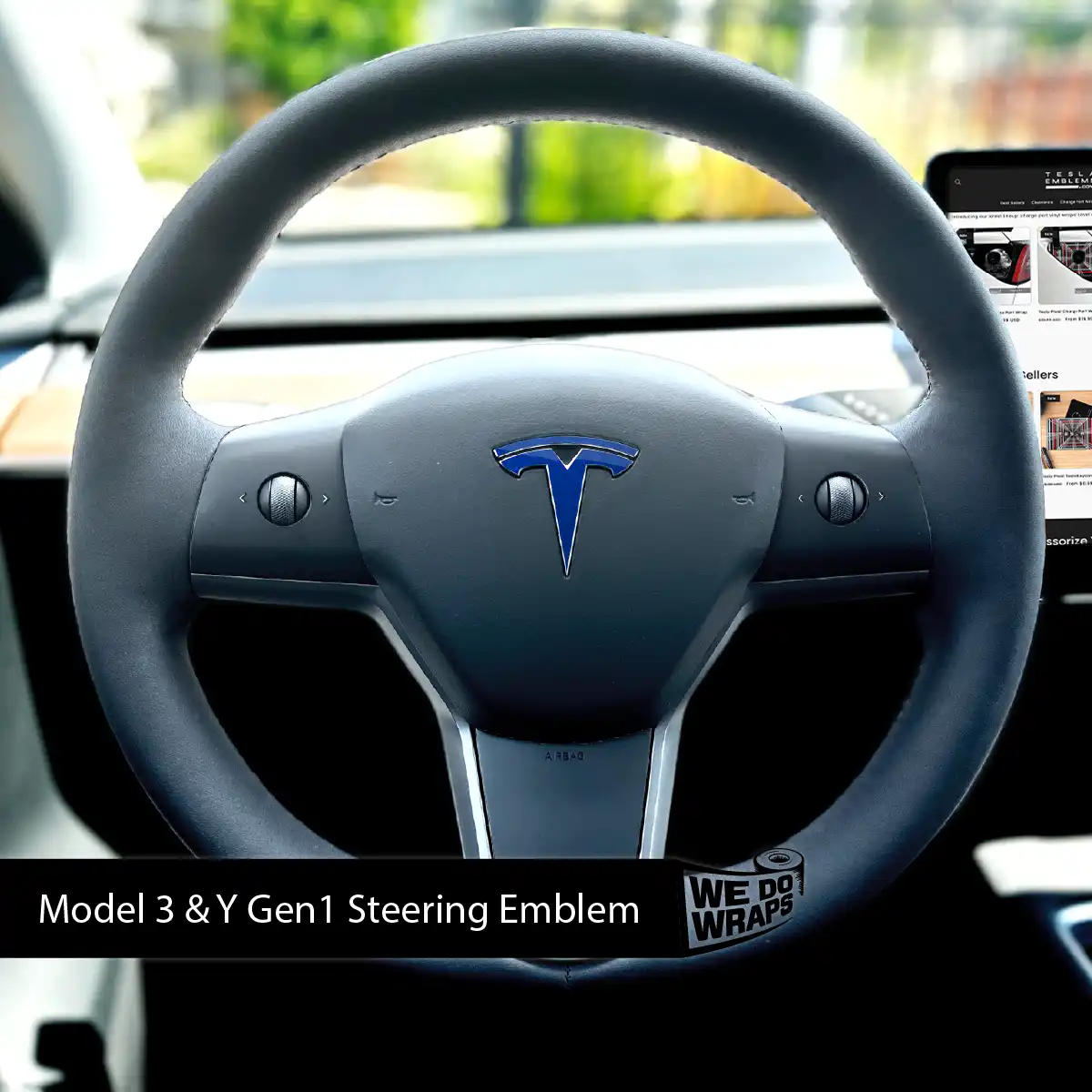 3M Deep Blue Metallic Tesla Steering Wheel Wrap | MY 2019-'25