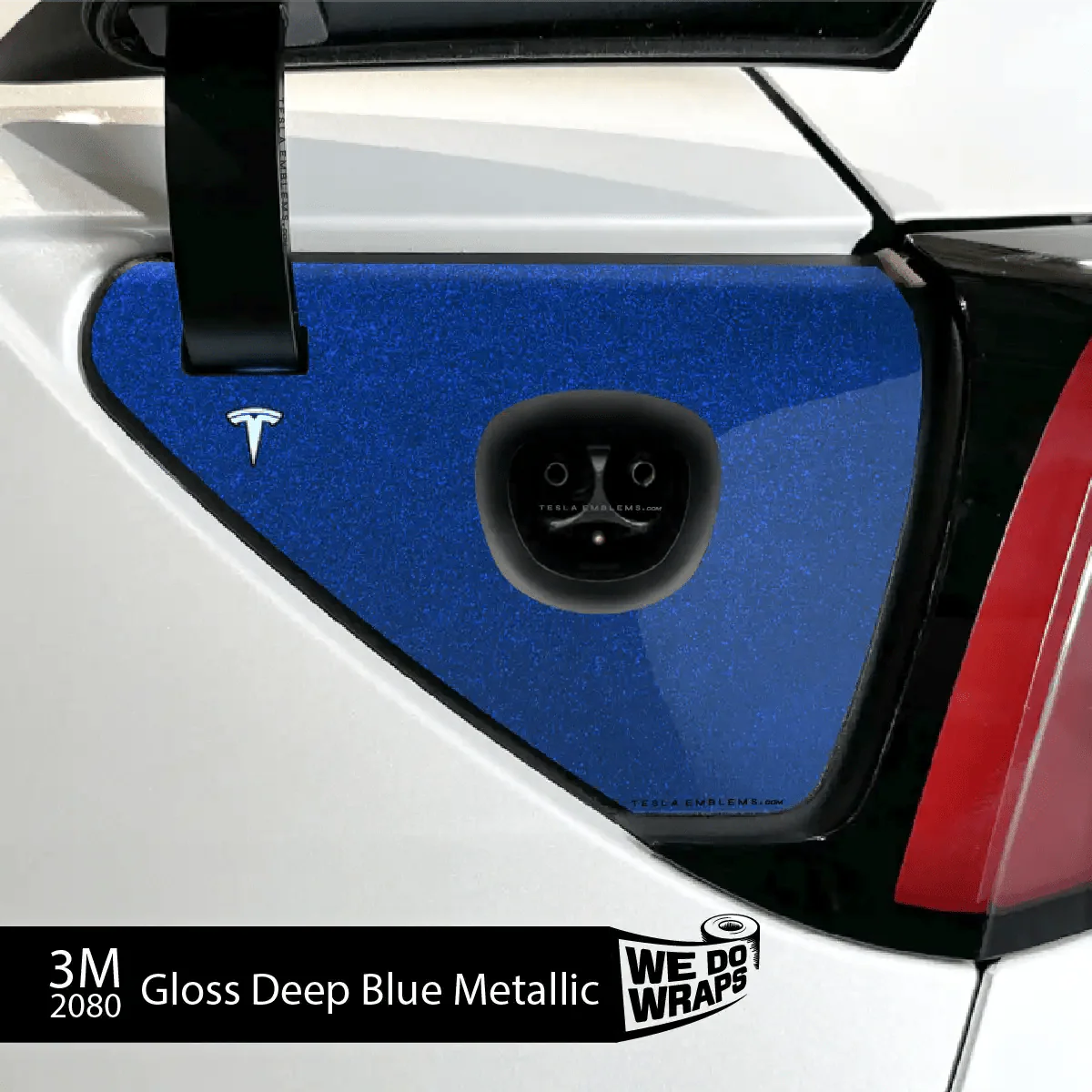 3M Deep Blue Metallic Tesla Charge Port Wrap | Model 3