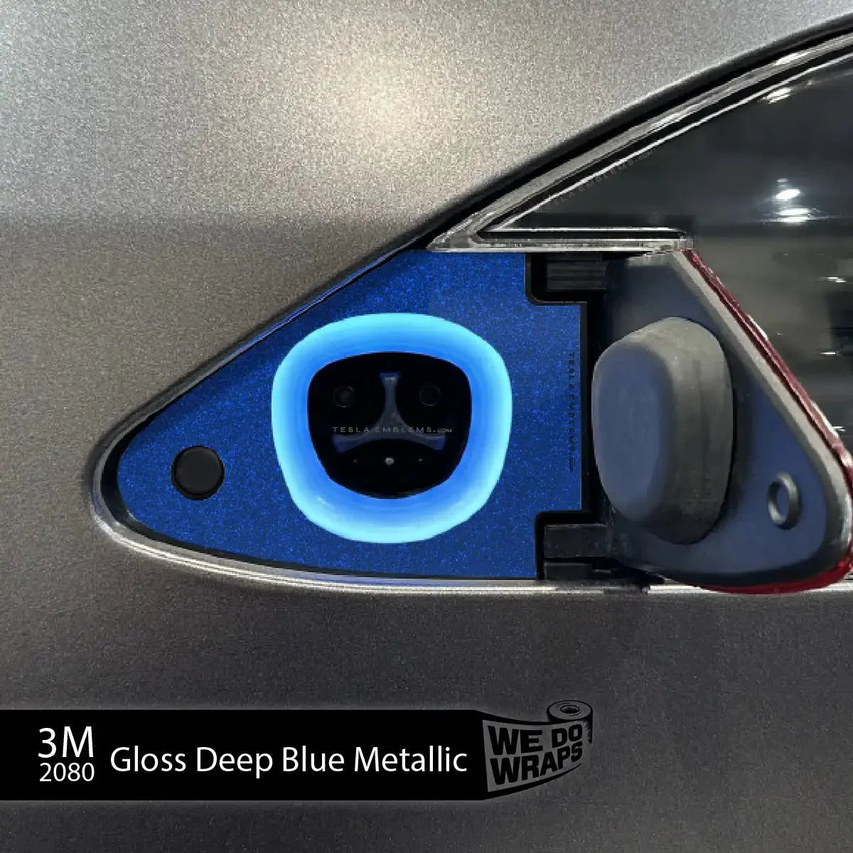 3M Deep Blue Metallic Tesla Charge Port Wrap | Model X