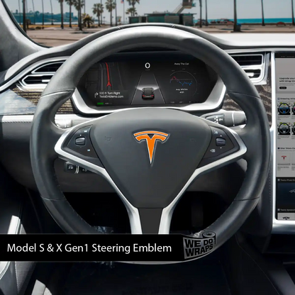 3M Gloss Deep Orange Tesla Steering Wheel Trim Decal Kit (4pcs) | MX 2015-'20