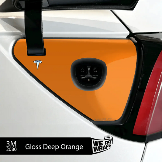 3M Gloss Deep Orange Tesla Charge Port Wrap | Model 3