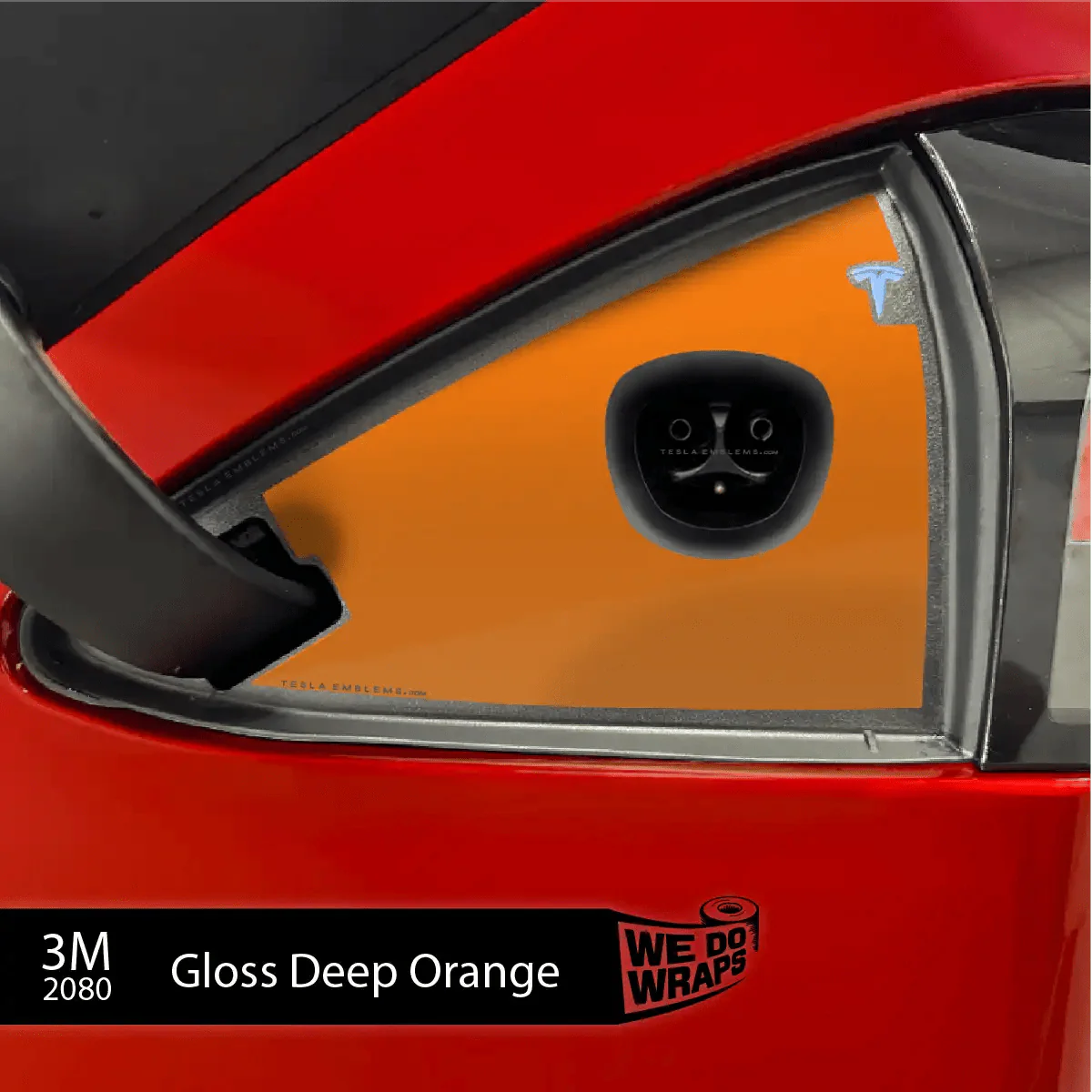 3M Gloss Deep Orange Tesla Charge Port Wrap | Model S