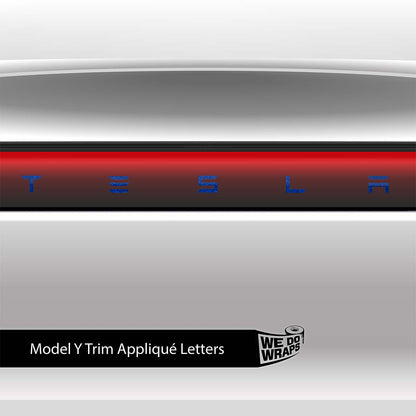 3M Deep Blue Metallic Tesla Emblem Decals (Front + Back) | Model Y