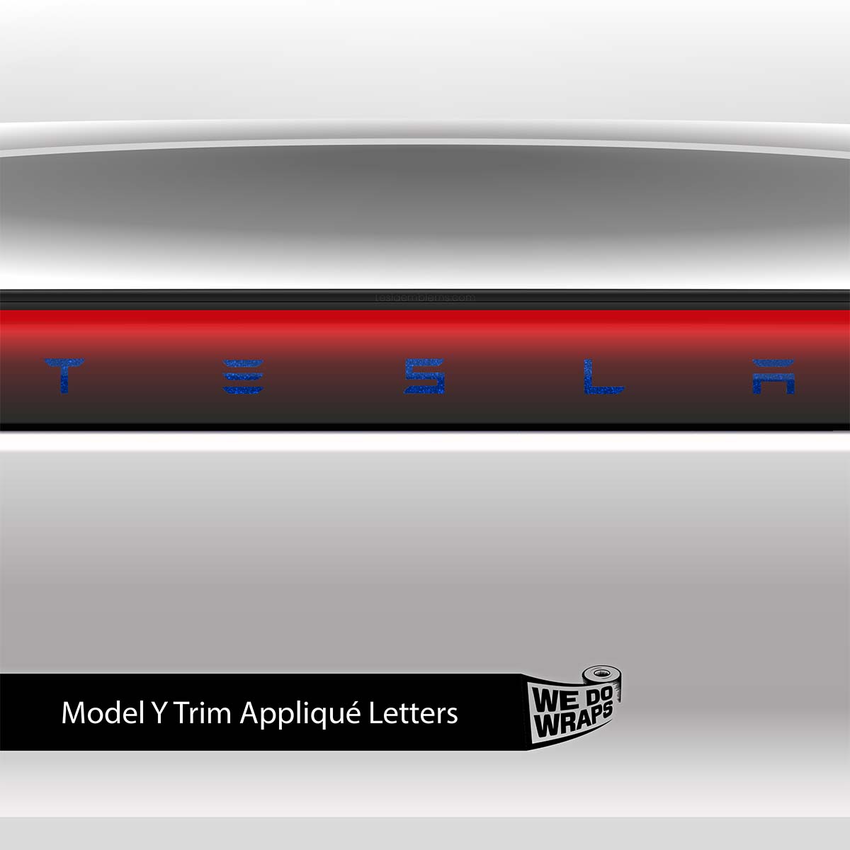3M Deep Blue Metallic Tesla Emblem Decals (Front + Back) | Model Y