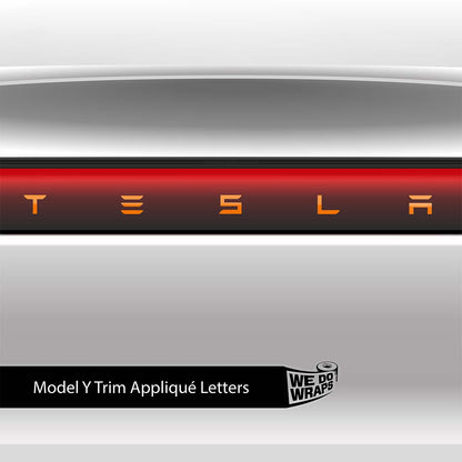 3M Gloss Deep Orange Tesla Emblem Decals (Front + Back) | Model Y