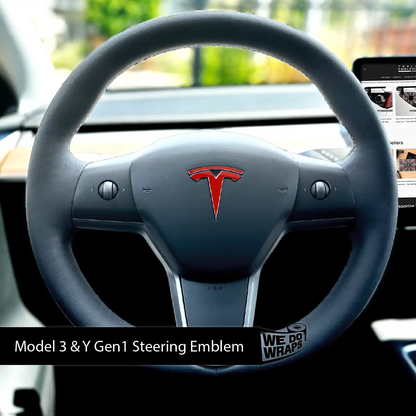 3M Gloss Dragon Fire Red Tesla Steering Wheel Wrap | MY 2019-'25