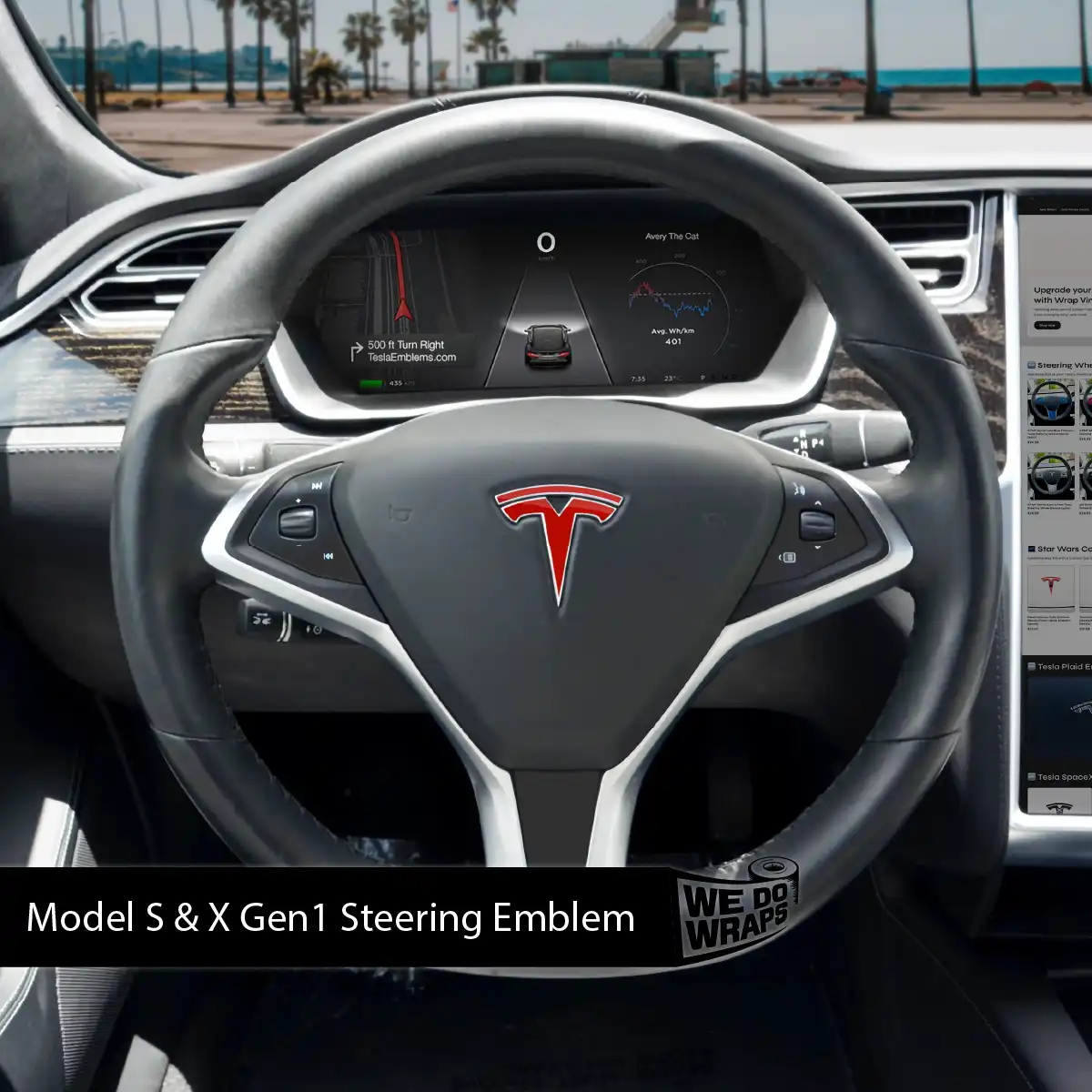 3M Gloss Dragon Fire Red Tesla Steering Wheel Trim Decal Kit (4pcs) | MX 2015-'20