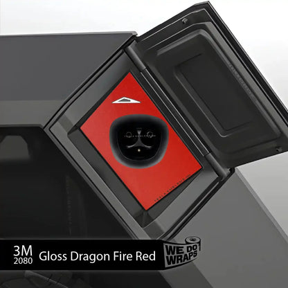 3M Gloss Dragon Fire Red Tesla Charge Port Wrap | Cybertruck