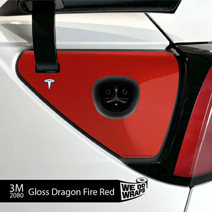 3M Gloss Dragon Fire Red Tesla Charge Port Wrap | Model Y