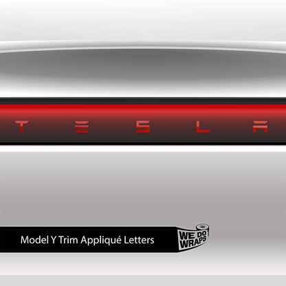 3M Gloss Dragon Fire Red Tesla Emblem Decals (Front + Back) | Model Y