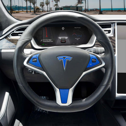 3M Gloss Fire Blue Tesla Steering Wheel Trim Decal Kit (4pcs) | MS 2012-Jan 2021