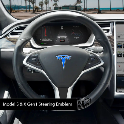 3M Gloss Fire Blue Tesla Steering Wheel Trim Decal Kit (4pcs) | MX 2015-'20