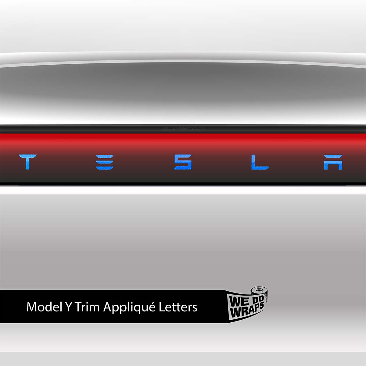 3M Gloss Fire Blue Tesla Emblem Decals (Front + Back) | Model Y