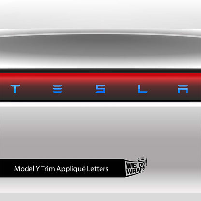3M Gloss Fire Blue Tesla Emblem Decals (Front + Back) | Model Y