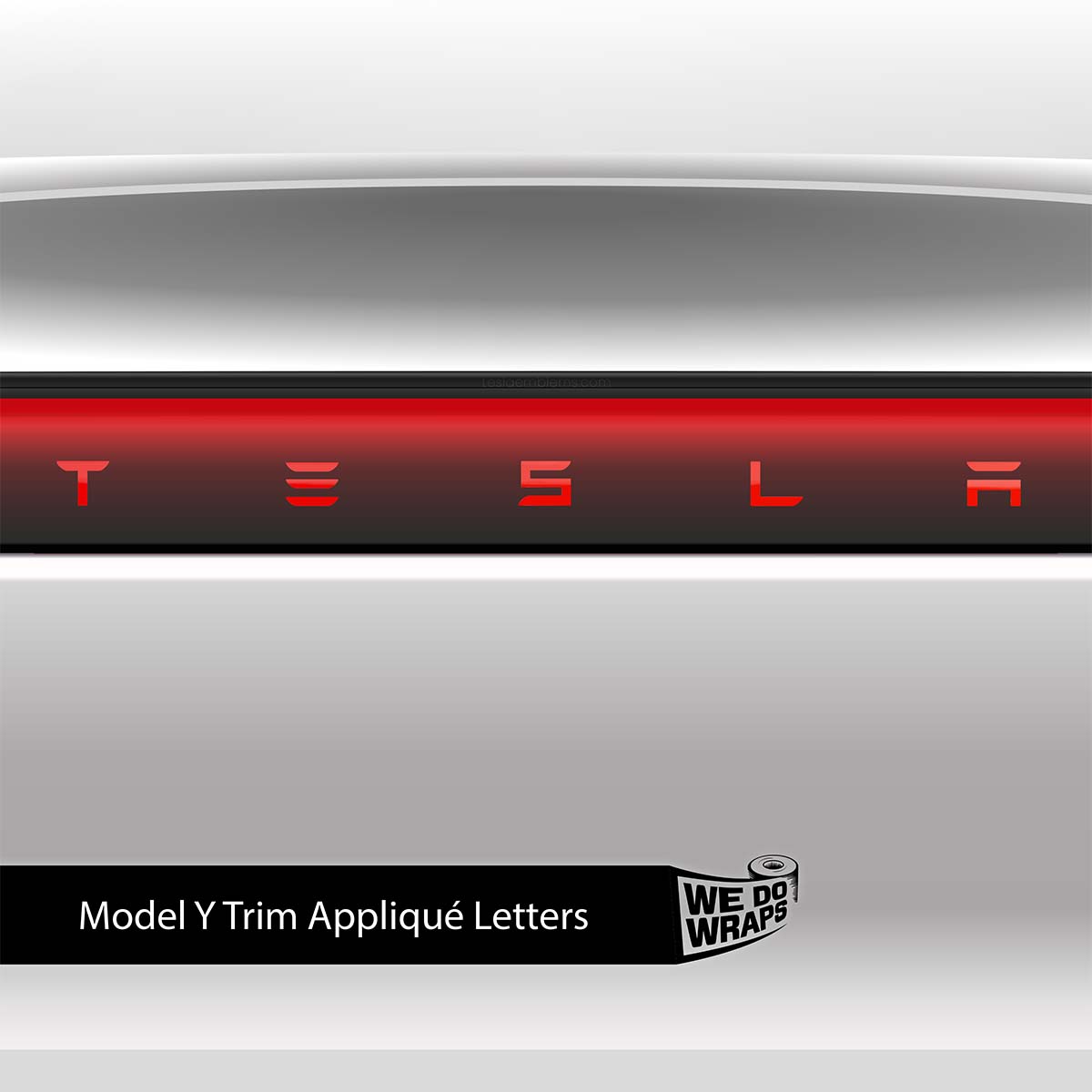 3M Gloss Hot Rod Red Tesla Emblem Decals (Front + Back) | Model Y