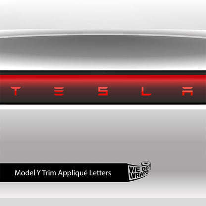 3M Gloss Hot Rod Red Tesla Emblem Decals (Front + Back) | Model Y