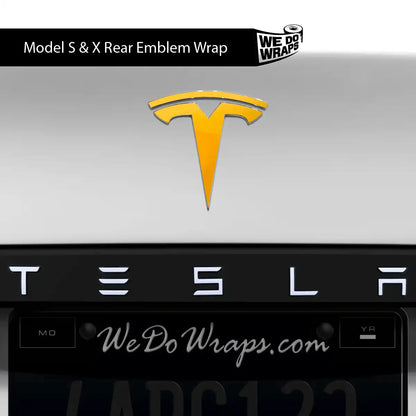 3M Gloss Sunflower Yellow Tesla Emblem Decals (Front + Back) | Model S