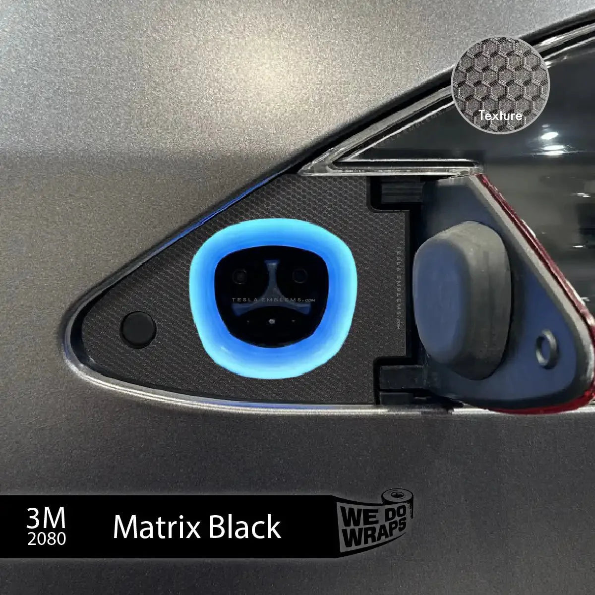 3M Matrix Black Tesla Charge Port Wrap | Model S
