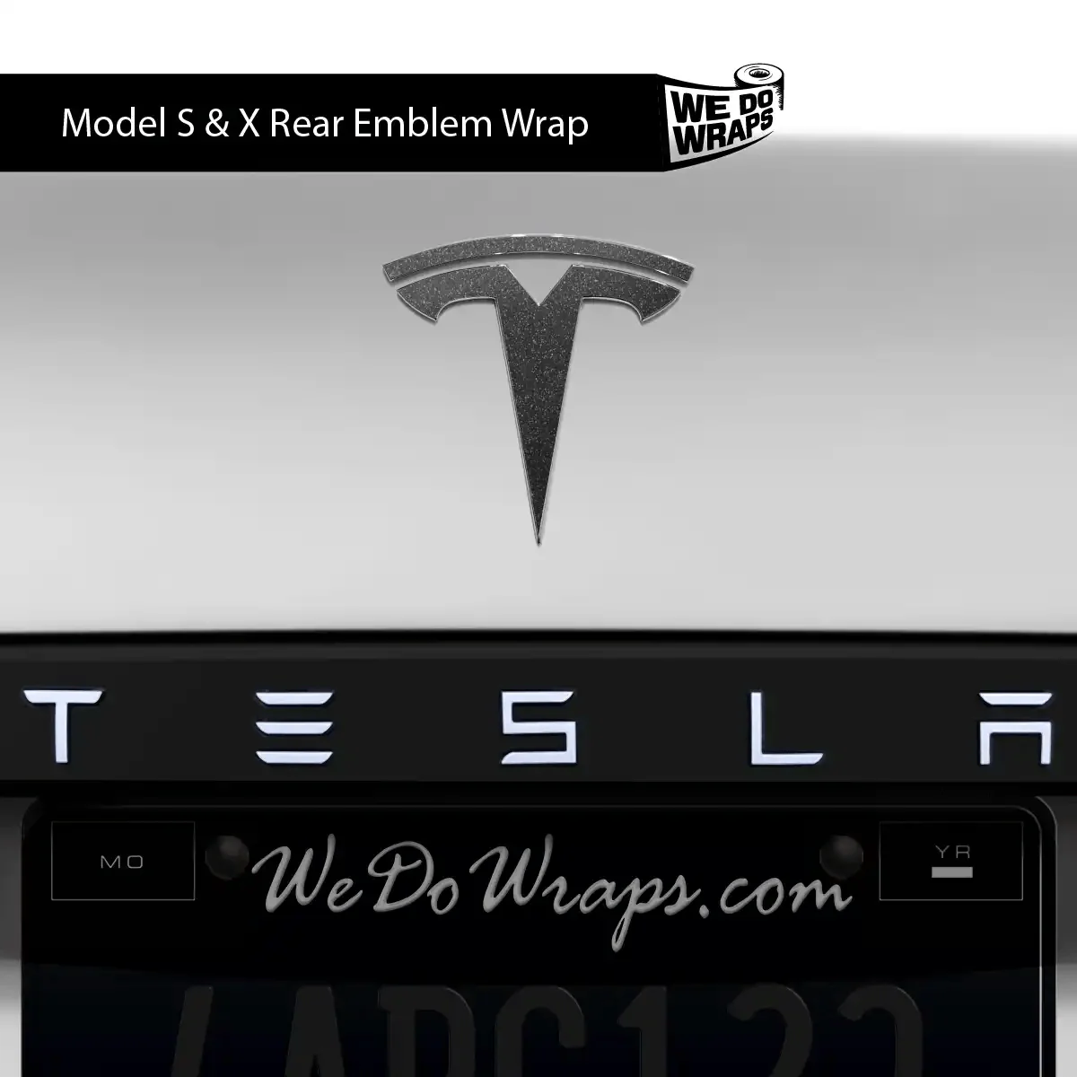 3M Matte Black Metallic Tesla Emblem Decals (Front + Back) | Model X