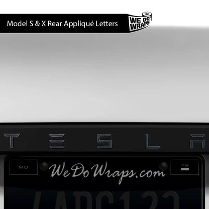 3M Matte Black Metallic Tesla Emblem Decals (Front + Back) | Model X