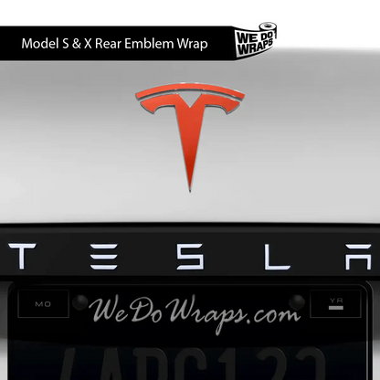 3M Matte Red Tesla Emblem Decals (Front + Back) | Model S