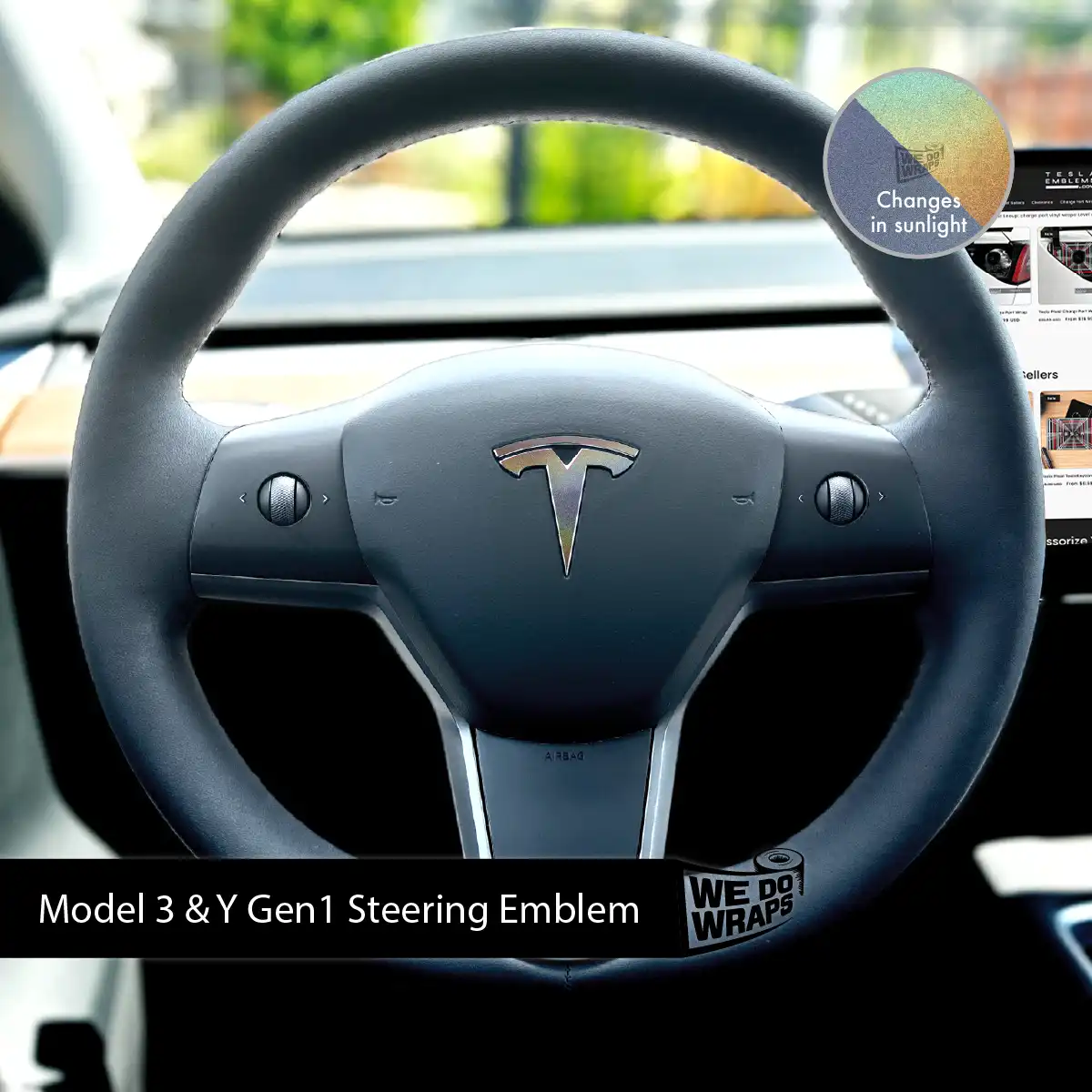 3M Satin Psychedelic Flip Tesla Steering Wheel Wrap | MY 2019-'25