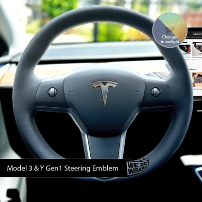 3M Satin Psychedelic Flip Tesla Steering Wheel Wrap | MY 2019-'25