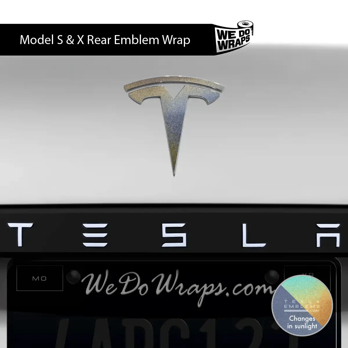 3M Satin Psychedelic Flip Tesla Emblem Decals (Front + Back) | Model S