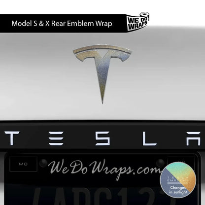 3M Satin Psychedelic Flip Tesla Emblem Decals (Front + Back) | Model S