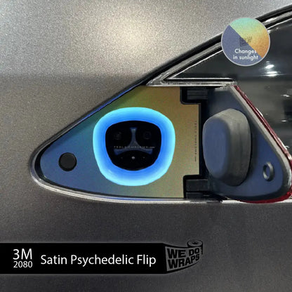 3M Satin Psychedelic Flip Tesla Charge Port Wrap | Model S