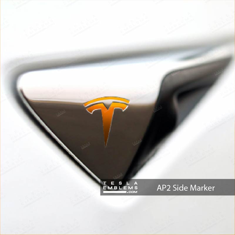 3M Gloss Deep Orange Tesla Autopilot Camera Side Marker Decals (2pcs)