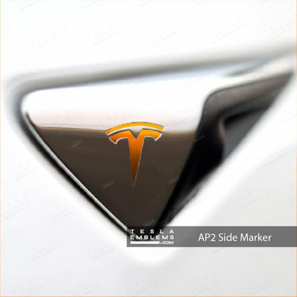 3M Gloss Deep Orange Tesla Autopilot Camera Side Marker Decals (2pcs)