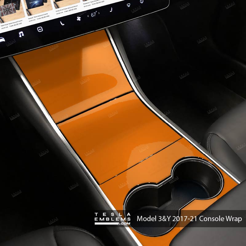 3M Gloss Deep Orange | Tesla Center Console Wrap Kit | Model 3 ’17-20