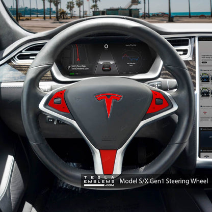 3M Gloss Dragon Fire Red Tesla Steering Wheel Trim Decal Kit (4pcs) | MS 2012-Jan 2021