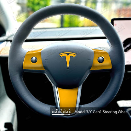 3M Gloss Sunflower Yellow Tesla Steering Wheel Wrap | MY 2019-'25
