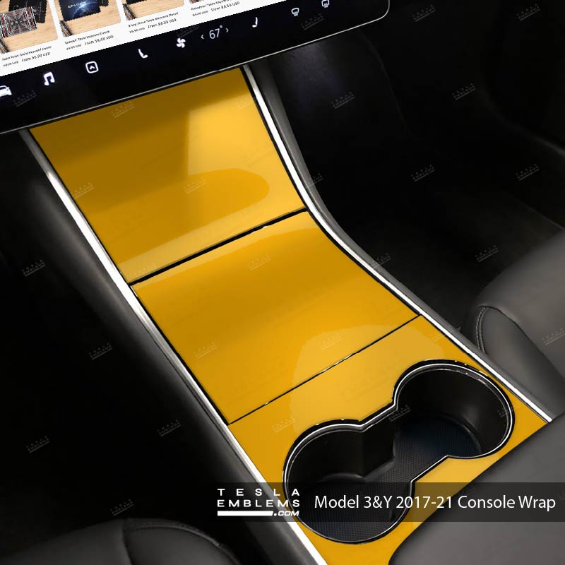 3M Gloss Sunflower Yellow | Tesla Center Console Wrap Kit | Model Y ’19-20