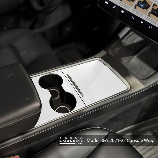 3M Gloss White | Tesla Center Console Wrap Kit | Model Y '21-25