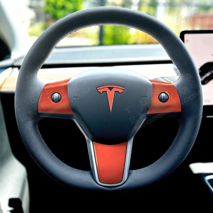 3M Matte Red Tesla Steering Wheel Wrap | MY 2019-'25