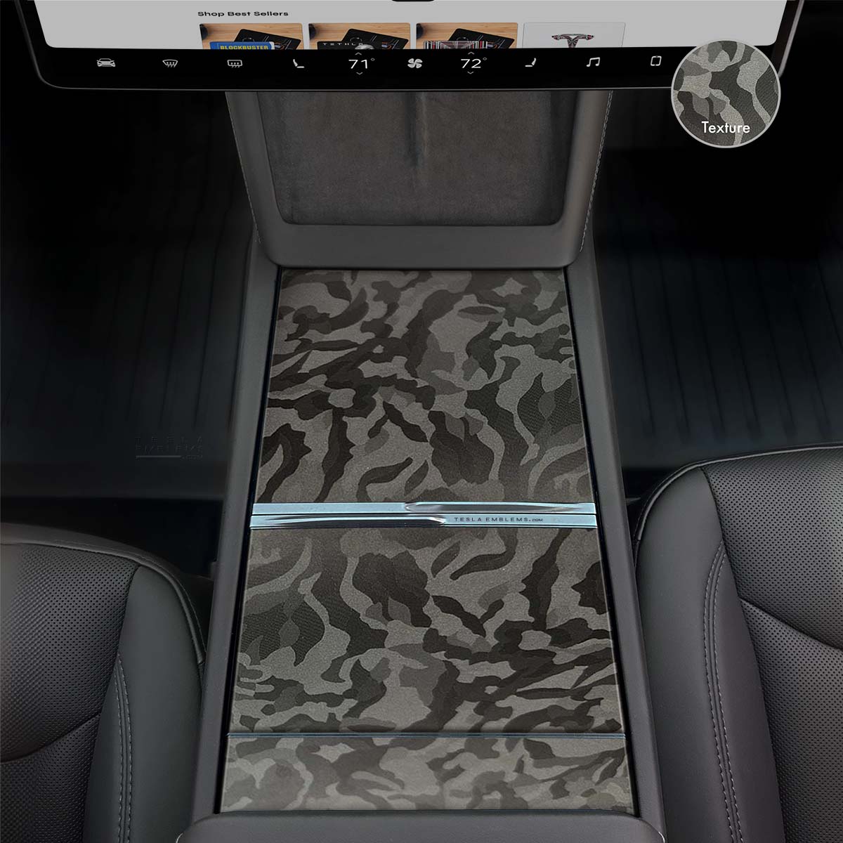 3M Shadow Black Camo | Tesla Center Console Wrap Kit | Model Y 2026