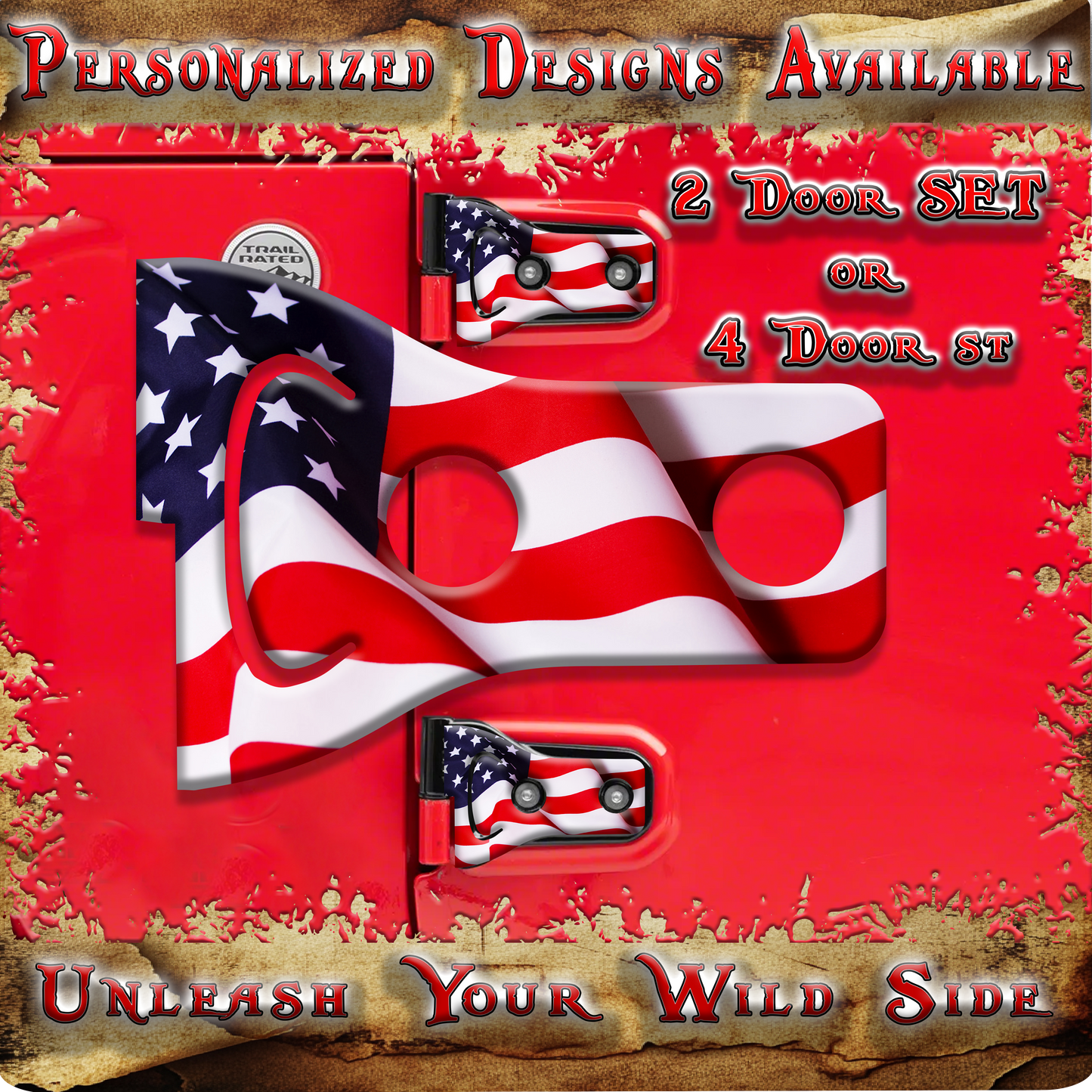 American flag Door hinge decals 3