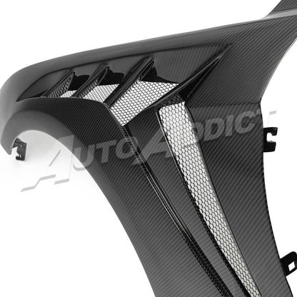 2018-2023 Mustang S550 EcoBoost/GT Type-GTD Gloss Dry Carbon Fiber Fenders w/ Functional Vent (Pair)